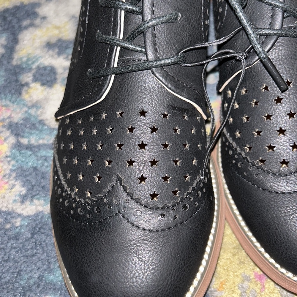 New HEPBURN-26 FAUX LEATHER RETRO WINGTIP HEEL OXFORD SHOES - Picture 5 of 12